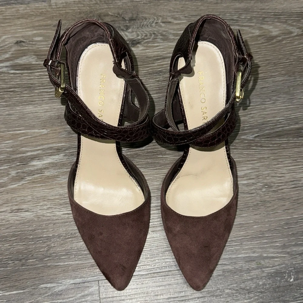 Franco Sarto Anazio Pump - Suede & Faux Leather - Burgundy - Size 7.5
